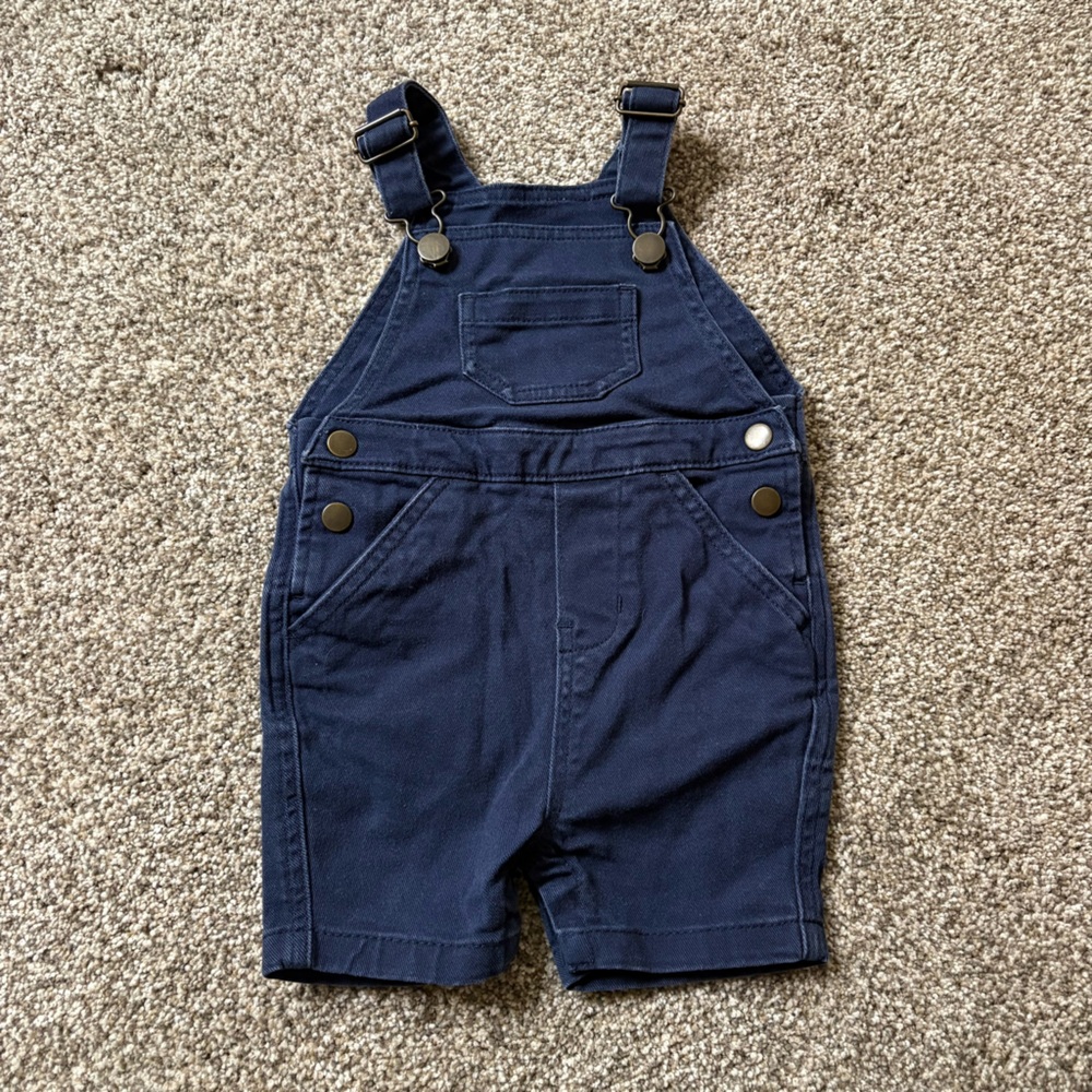 Hanna‎ Andersson Baby Overall Shorts Navy Snap Close 18 to 24 Months 80cm
